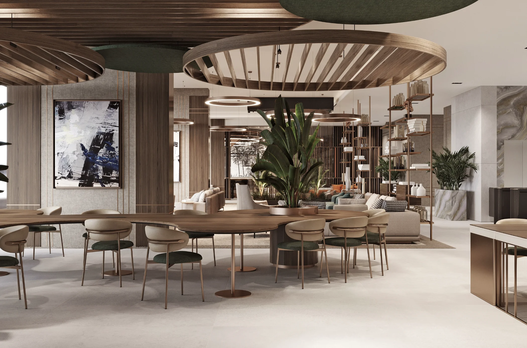 Zdieľaný lounge a jedálenský priestor o dvojitej výške pri 88 Nairobi