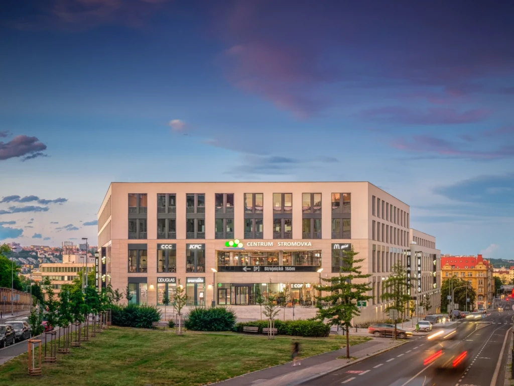Centrum Stromovka at dusk
