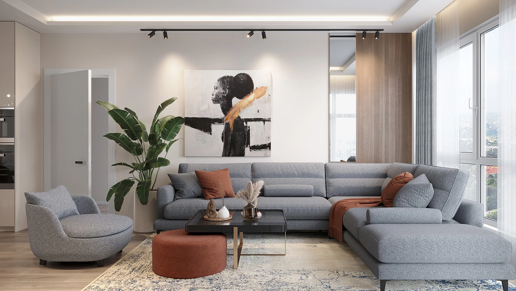 Súčasný open-plan obývací pokoj vnútri 88 Nairobi