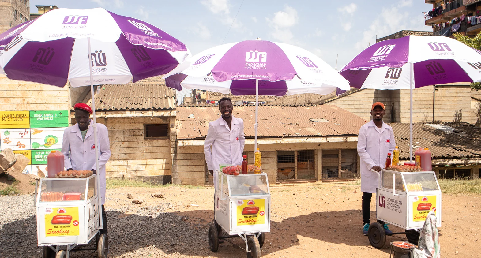 Entrepreneurs supported by the Jonathan Jackson Foundation operating food carts in Nairobi
